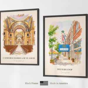 St. Louis MO Watercolor Prints Gallery Wall, Colorful St. Louis Painting Posters, St. Louis Gift, Missouri, United States image 13