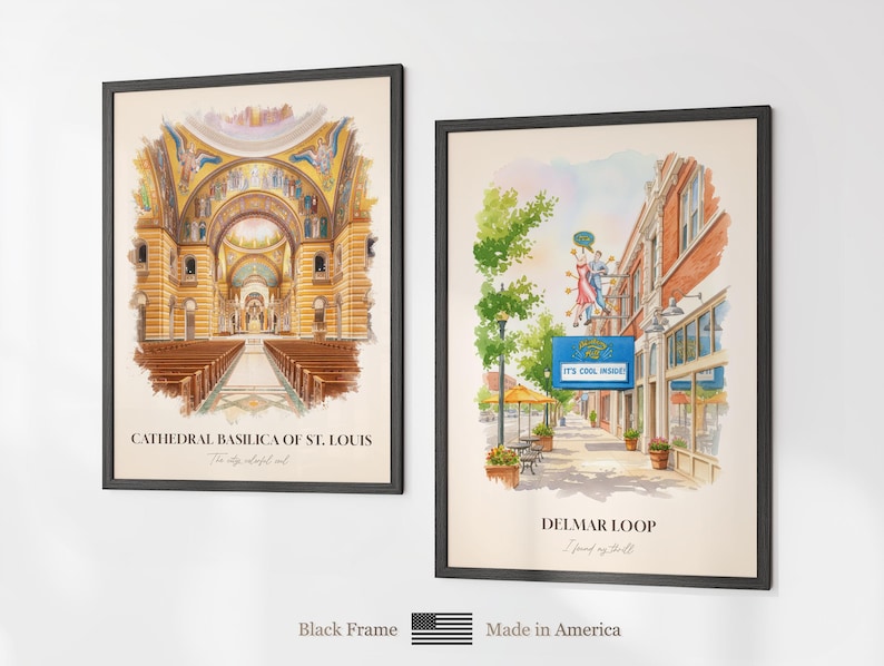 St. Louis MO Watercolor Prints Gallery Wall, Colorful St. Louis Painting Posters, St. Louis Gift, Missouri, United States image 13