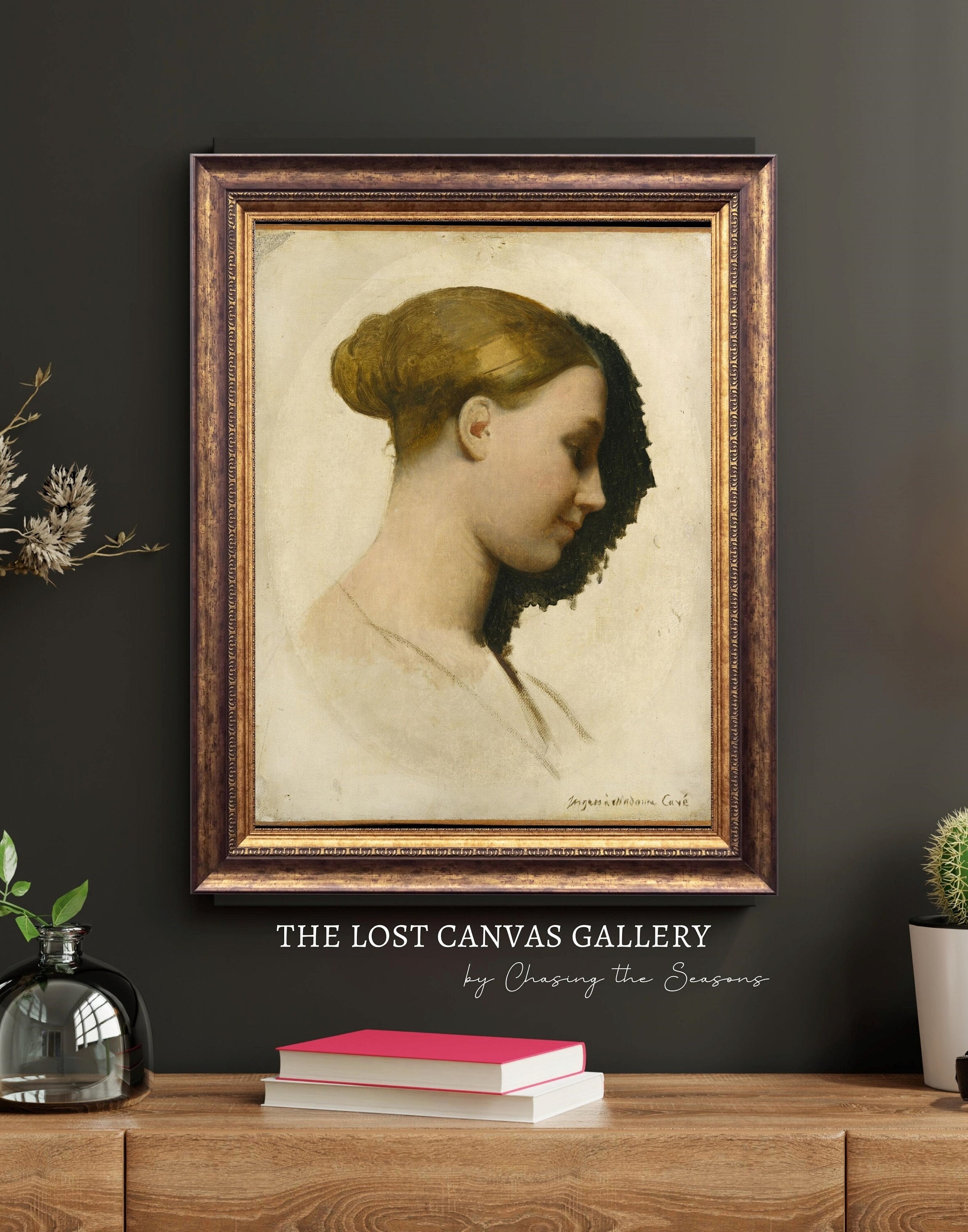 Side Profile of a Woman | Vintage Portrait Painting for Digital Download | Vintage Printable Wall Art | Light Academia | #A1938