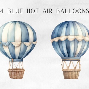 Blue Hot Air Ballon , Watercolor Hot Air Balloon for Nursery or ...