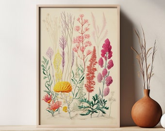 Botanical Plant Artwork, Vintage Aesthetic, Seaweed, Marine Flora, Downloadable Art, Digital Painting, Printable Art