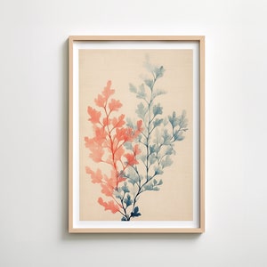 Botanical Plant Artwork, Vintage Aesthetic, Seaweed, Marine Flora, Downloadable Art, Digital Painting, Printable Art