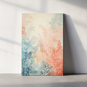 Marine Watercolour Artwork, Colour Washes, Seaweed, Marine Plants, Reds and Blues, Downloadable Art, Abstract Painting, Printable Art