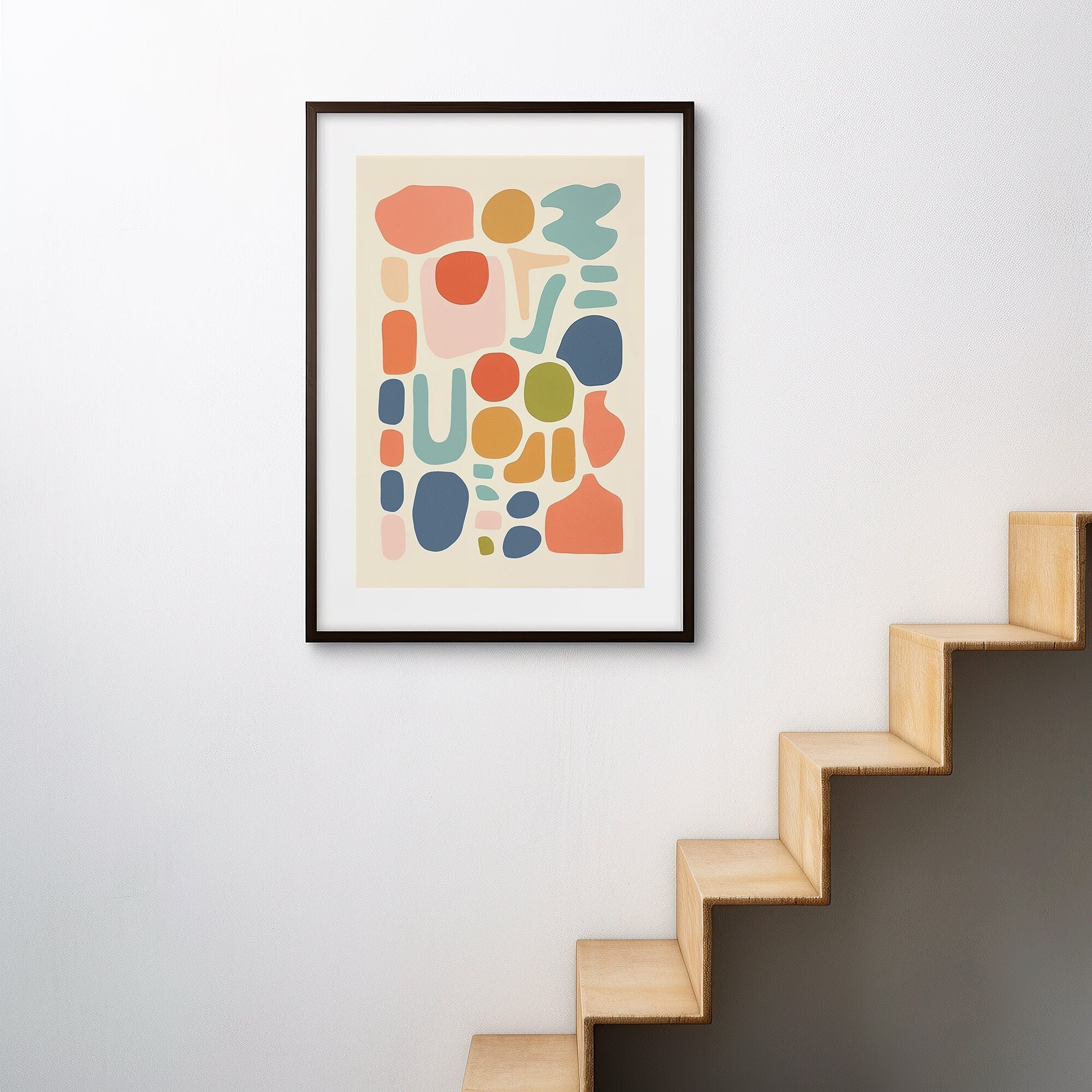 抽象幾何学アートプリント：カラフルでモダンなシェイプ（デジタル