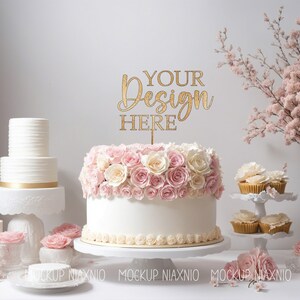 Cake Topper Mockup, Cake Mockup, Geburtstag, Hochzeitstorte Mockup, digitale JPEG-Datei