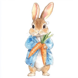 5 x BUNDEL Peter Rabbit-bundel, fantastische illustratie, afdrukbare aquarel, papierknutsels, junkjournal