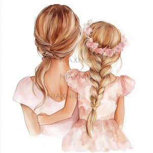 5 x BUNDLE Clipart acquerello della migliore mamma, Clipart per la festa della mamma, Lavoretti di carta per madre e figlia, Diario spazzatura