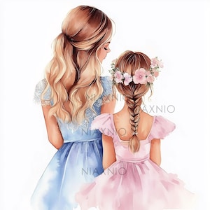 Lot de 5 cliparts aquarelles pour la meilleure maman, cliparts pour la fête des mères, bricolages en papier pour mère et fille, journal indésirable