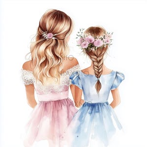 5 x BUNDEL Aquarel Beste Moeder Clipart, Moederdag Clipart, Moeder En Dochter Papier Knutselen, Junk Journal