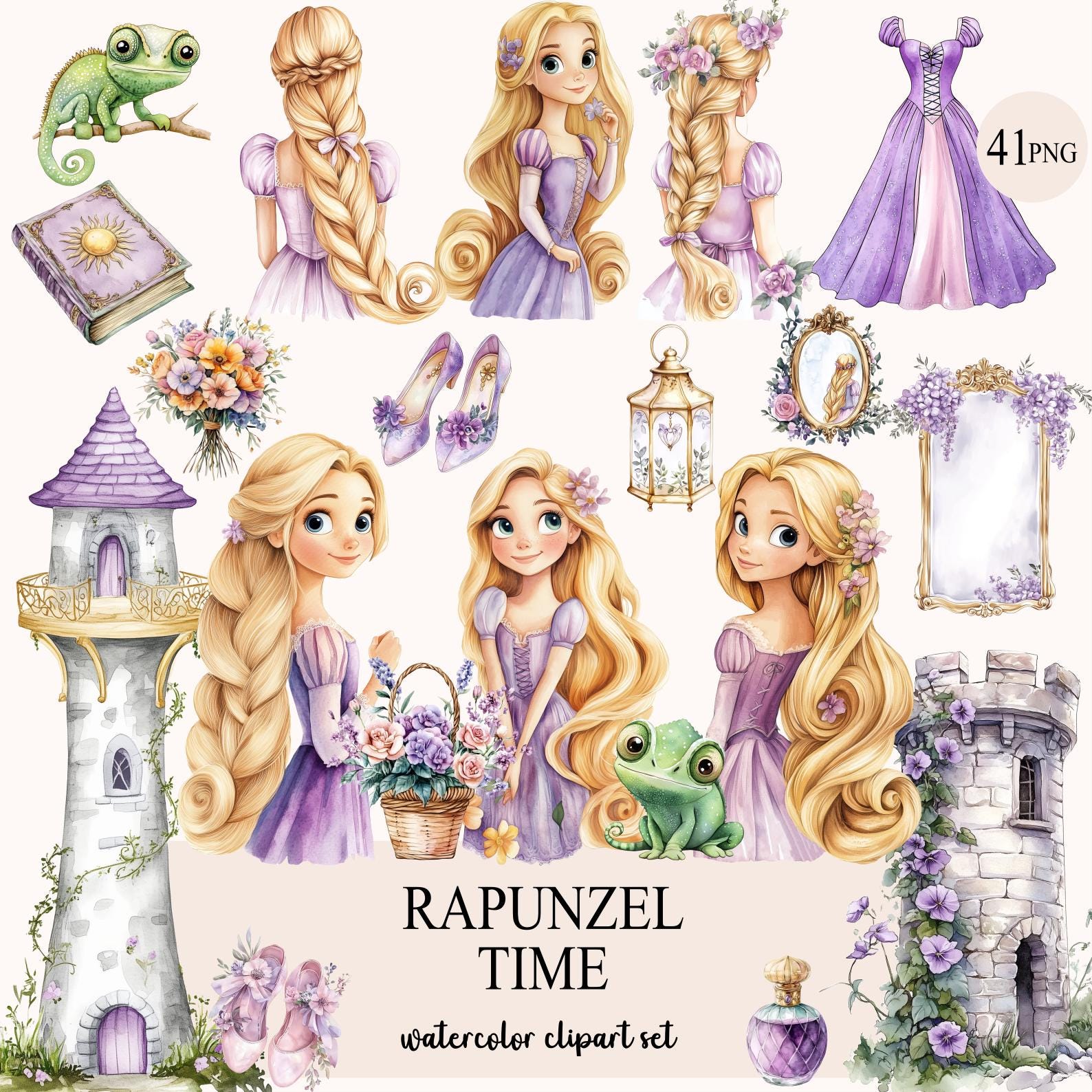 Rapunzel Tower Clipart - Etsy, image size:1588x1588
