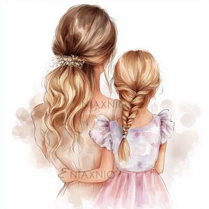 5 x BUNDLE Clipart acquerello della migliore mamma, Clipart per la festa della mamma, Lavoretti di carta per madre e figlia, Diario spazzatura