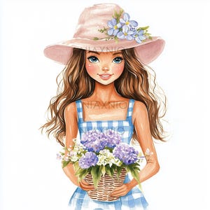 5 x BUNDEL Schattig Klein Meisje Clipart Bundel, Fantastische Illustratie, Afdrukbare Aquarel Clipart, Papier Knutselen, Junk Journal