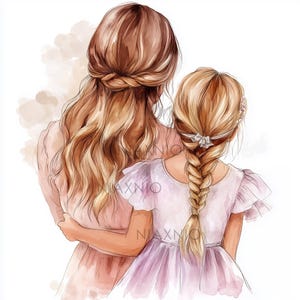 5 x BUNDEL Aquarel Beste Moeder Clipart, Moederdag Clipart, Moeder En Dochter Papier Knutselen, Junk Journal