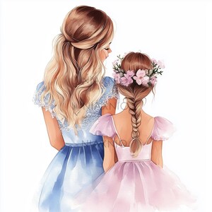 Lot de 5 cliparts aquarelles pour la meilleure maman, cliparts pour la fête des mères, bricolages en papier pour mère et fille, journal indésirable
