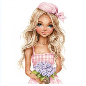 5 x BUNDEL Schattig Klein Meisje Clipart Bundel, Fantastische Illustratie, Afdrukbare Aquarel Clipart, Papier Knutselen, Junk Journal