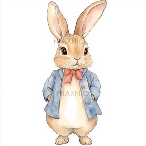 5 x BUNDEL Peter Rabbit-bundel, fantastische illustratie, afdrukbare aquarel, papierknutsels, junkjournal