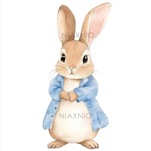 Lot de 5 Peter Rabbit, illustration fantastique, aquarelle imprimable, créations en papier, Junk Journal