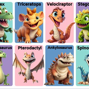 Children&#39;s Dinosaur  Flash Cards + 4 FREE Coloring Pages