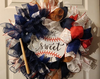 14in base  Baseball Wreath