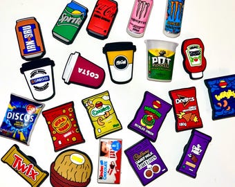Food & Drink Individual Croc Charms | Jibbitz | Show Accessories | Crocs | Gifting | Chocolate | Sweets | Ramen | Fizzy Pop | Snacks