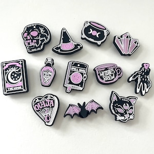 Black & Pink Witchy Croc Charms Bundle | Jibbitz | Charms | Shoe Accessories | Crystal Girly | Celestial | Tarot