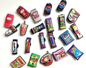 Food & Drink Individual Shoe Charms | Shoe Accessories | Gifting | Chocolate | Sweets | Ramen | Fizzy Pop | Snacks