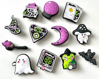 Black & Purple Witchy Croc Charms Bundle | Jibbitz | Charms | Shoe Accessories | Crystal Girly | Celestial | Tarot