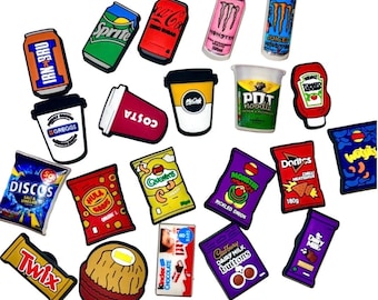 Food & Drink Individual Shoe Charms 2 | Shoe Accessories | Gifting | Chocolate | Sweets | Ramen | Fizzy Pop | Snacks