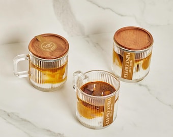 Latte Coffee Candle: 10oz Hand-Poured in Real Glass Mug