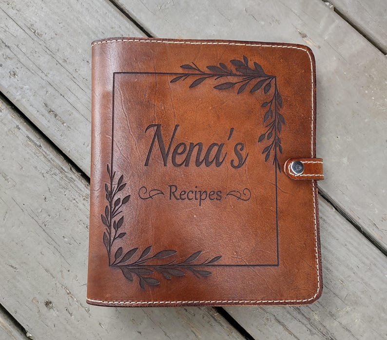Customizable Leather Family Recipe Book for Recipe Cards image 4