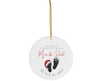 Merry Christmas Mom & Dad v2 - Expecting Parents - Ceramic Ornament, 4 Shapes