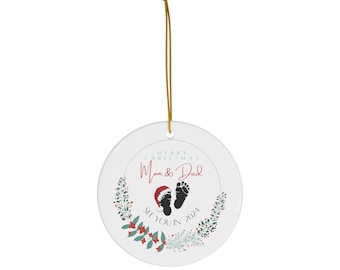 Merry Christmas Mom & Dad - Expecting Parents - Ceramic Ornament, 4 Shapes