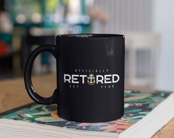 CPO Officially Retired - Customizable - Black Mug, 15oz