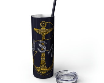 Vintage Anchor Word Cloud - Skinny Tumbler with Straw, 20oz