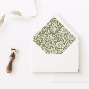 Sage Green Floral Envelope Liner Romantic Garden Wedding Save the Date Printable Digital DIY Invitations