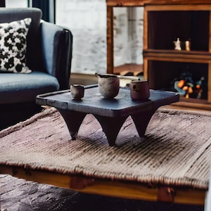 rustic wooden coffeetable, rustic wooden tea table,japanese coffee table, wabi-sabi coffee table,dark wood,boho mini table,living room decor