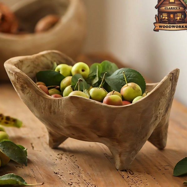 Wooden Fruit Bowl, handmade wooden salad bowl, wabi-sabi bowl, rustic wooden bowl, handmade kitchenware, decorative wooden bowl,home gifting