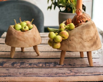 standing wooden bowl, Rustic Wooden Bowl, decorative wood bowl, wooden fruit bowl, handcarved wooden decor, bohemian homeware, homely gifts