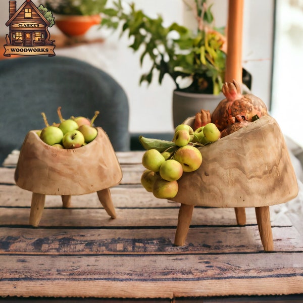 standing wooden bowl, Rustic Wooden Bowl, decorative wood bowl, wooden fruit bowl, handcarved wooden decor, bohemian homeware, homely gifts