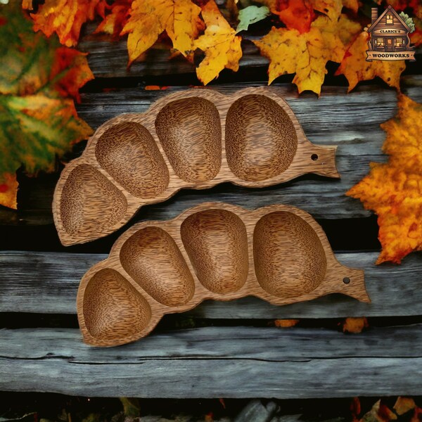 Cute Wooden Snack Tray,  Peapod Wooden Tray, sectioned food tray,Wooden carved trays,Decorative food trays,Rustic wooden trays,Divided plate