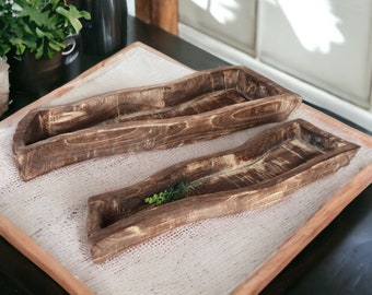 Rugged Wooden Trays, Long Wooden Trays, Rustic Wooden Bowls, Rugged Wooden Decor, Decorative Trays, Wooden Centrepiece, handmade wooden gift