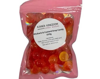 Rhubarb and Custard Drop Candy - Handmade Hard Sweets (100g)