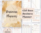 Beige Girl Boss Business Planner Template, Social Media Tracker (A4/US Letter) (Digital Download)