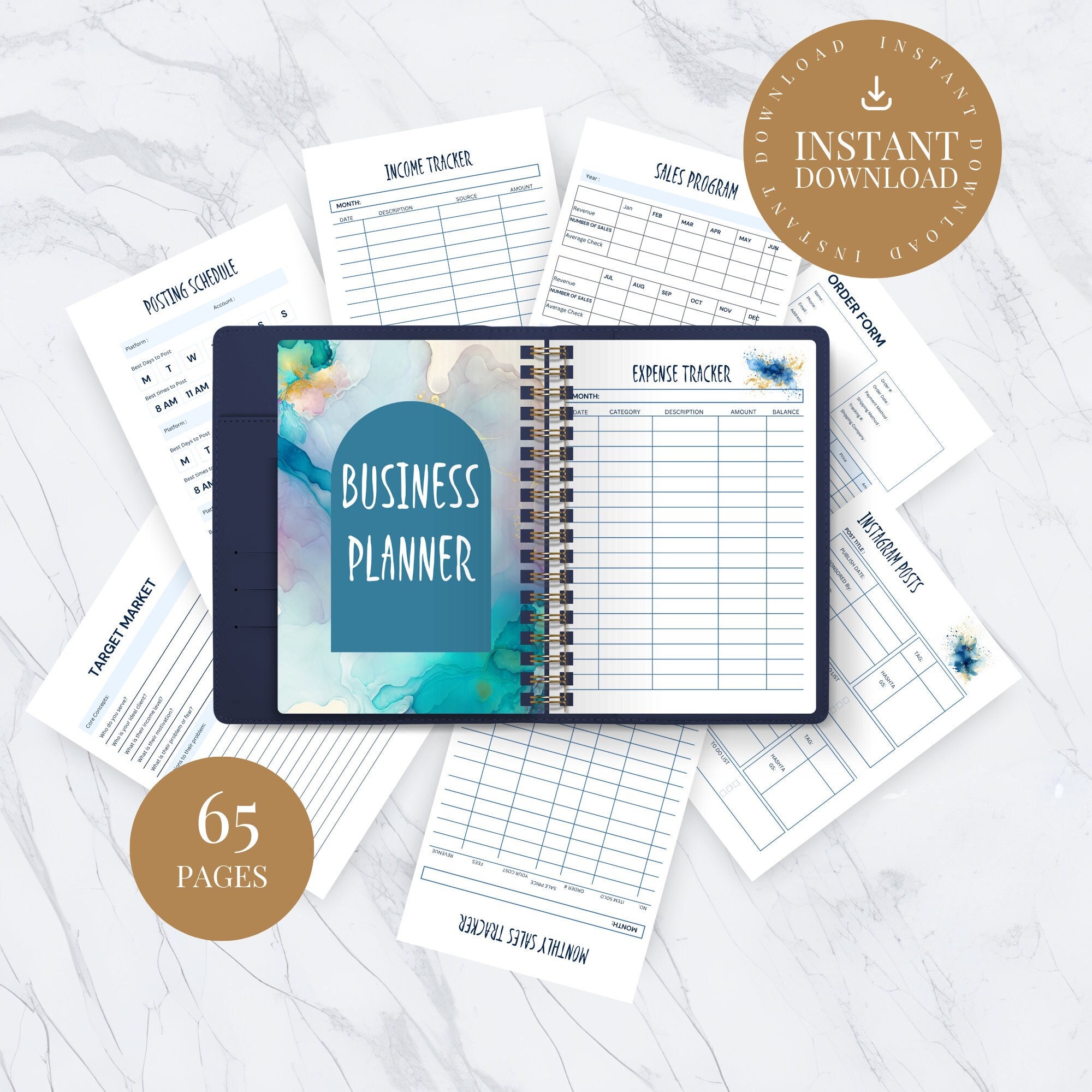 Blue Business Printable Planner Template INSTANT DOWNLOAD US Letter/a4 ...