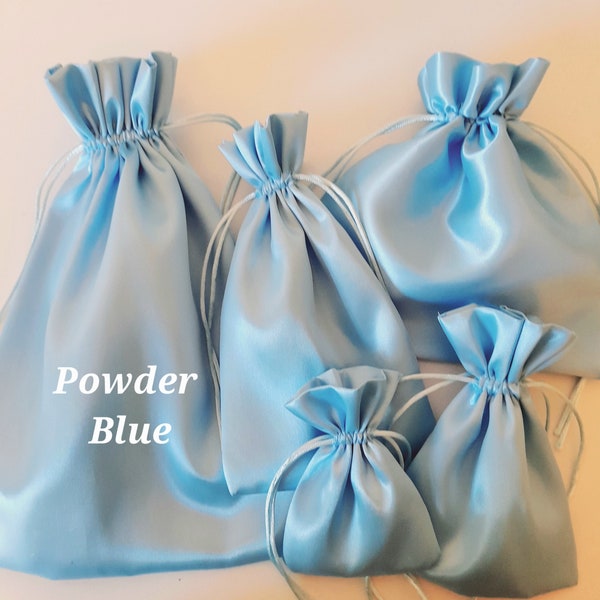 Powder Baby Blue Silky Soft Satin Gift Bags  Assorted sizes  Custom orders welcome Wedding Favour Jewellery Birthday  Christmas  Fully lined