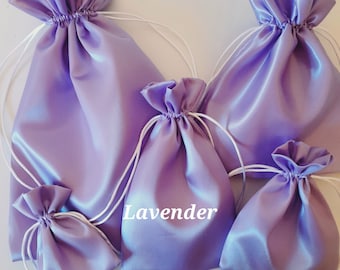 Lavender Lilac Silky Soft Satin Gift Bags  Assorted sizes  Custom orders welcome Wedding Favour Jewellery Birthday  Christmas  Fully lined