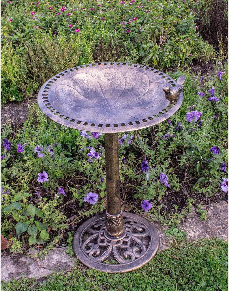 Bronze 30inch Bird Bath Weather Resistant Polyresin Garden Sculpture