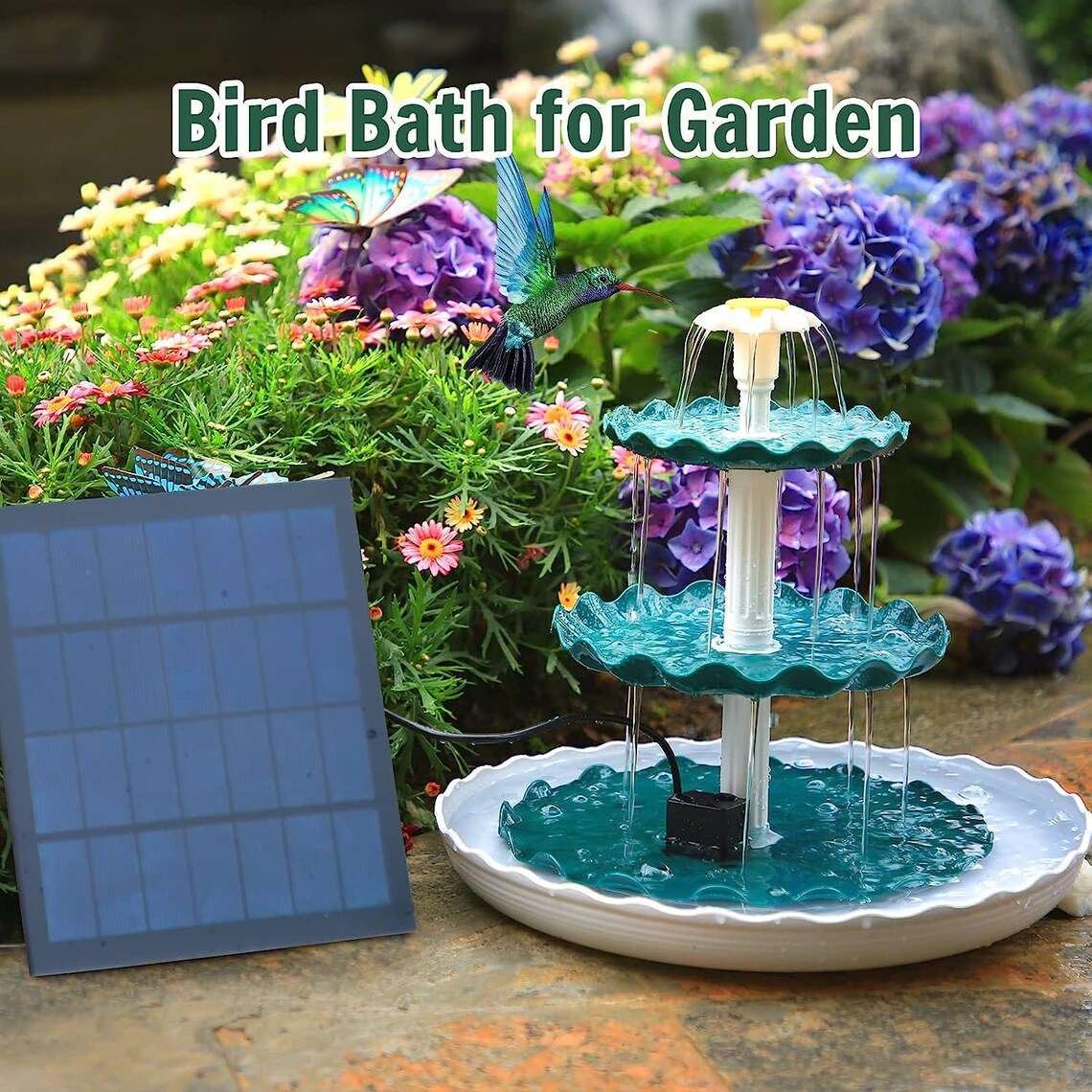 3 Tiered Solar Bird Bath Fountain Kit DIY Solar Pump, Garden Decoration
