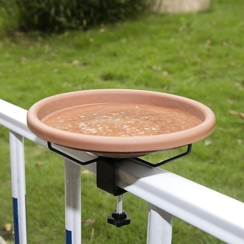 12inch Deck Mounted Bird Bath Balcony & Fence, Unheated, Detachable