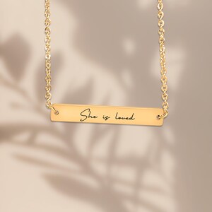 Personalized Engraved Bar Necklace: Inspirational Stainless Steel Jewelry